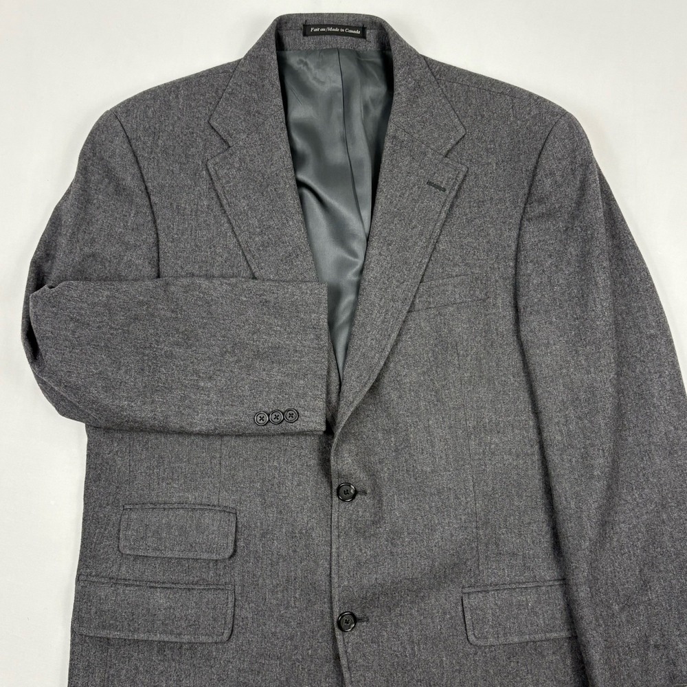 VTG J. Press Pilgrim Wool Flannel Sport Coat 41R Gray Ticket Pocket Canada